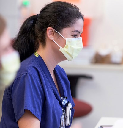 Nursing colleague working on a computer
